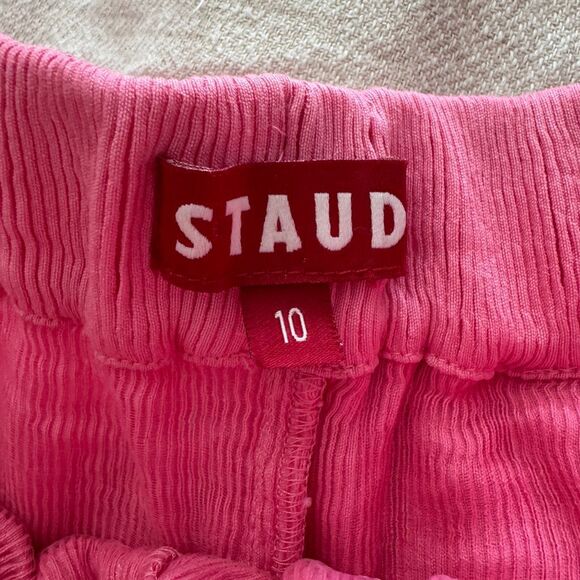 STAUD High Waisted Pull On Shorts 10 Wild Orchid Pink - Picture 4 of 5